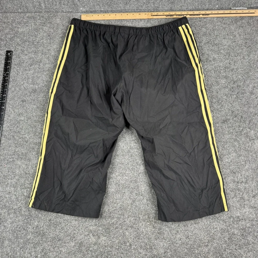 Adidas Capri Pants Mens Size 2XL Black Yellow Stripe Athletic Track Joggers